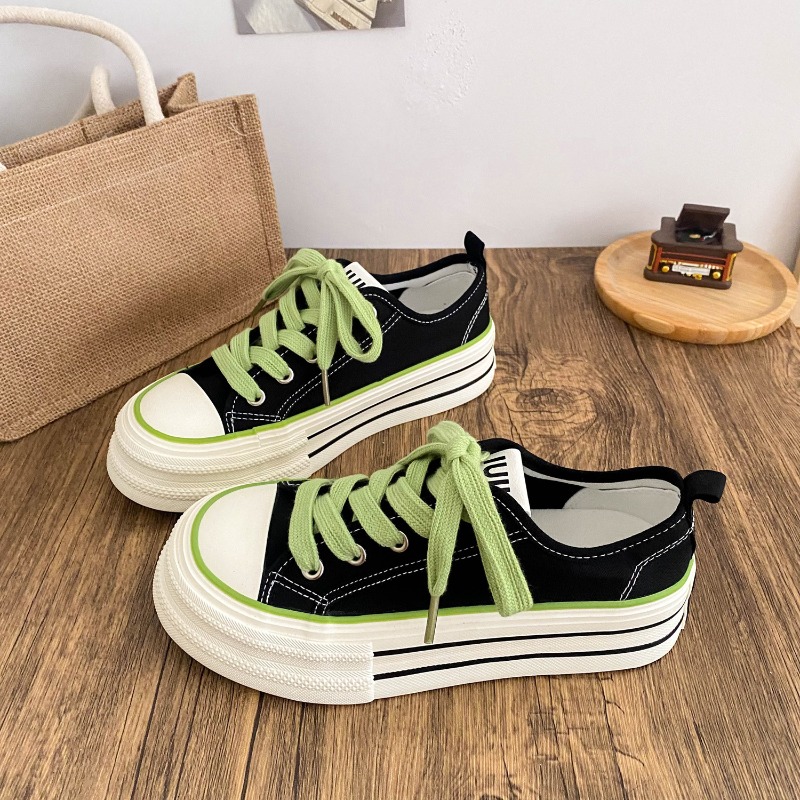 Cutting Board Foam - Damen-Canvas-Schuhe mit dicker Sohle, runder Zehenpartie,