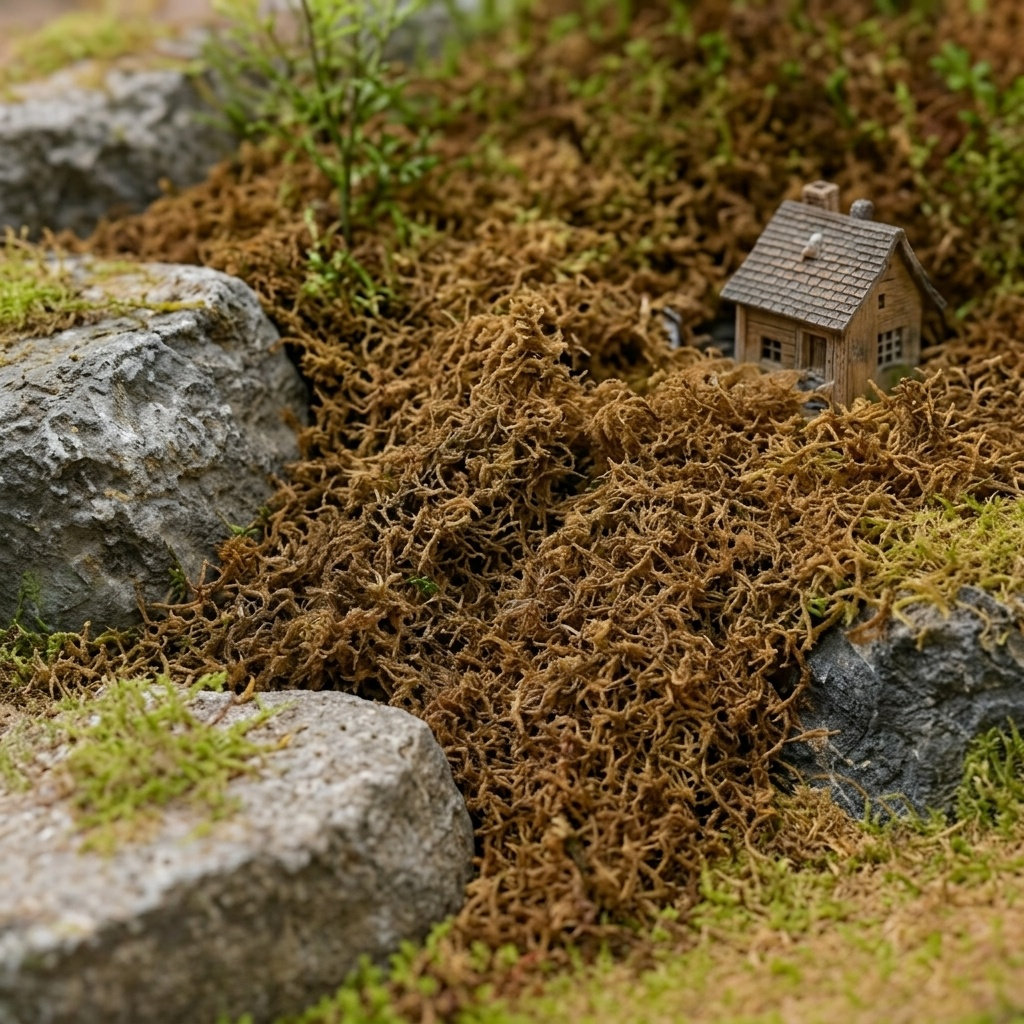 Sphagnum Moss Dry - Künstliches Moos-Dekor für Topfpflanzen, Bonsai, Aquarium,