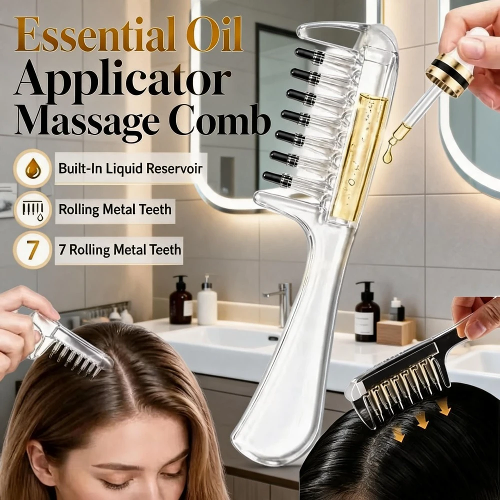 Root Stimulator Liquid - Flüssigkeitsführender Kamm für ätherische Öle, Kopfhaut-Applikator,